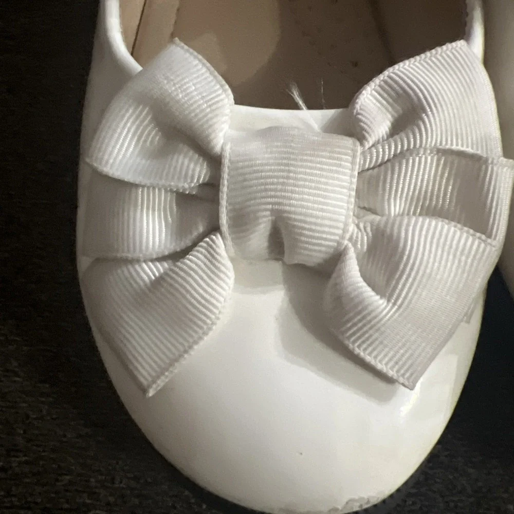 White Bow Mary Jane Flats Girls Toddler Kids Shoes‎ Size 13 Easter / Wedding
